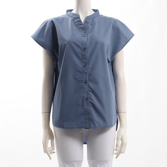 スタンドVネックブラウス