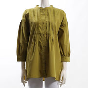 ピンタック前開きバンドカラーシャツ