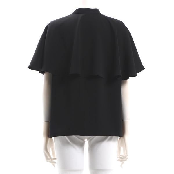 ケープ風デザインバンドカラーブラウス