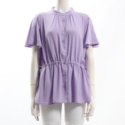 ウエストシャーリング前開きブラウス