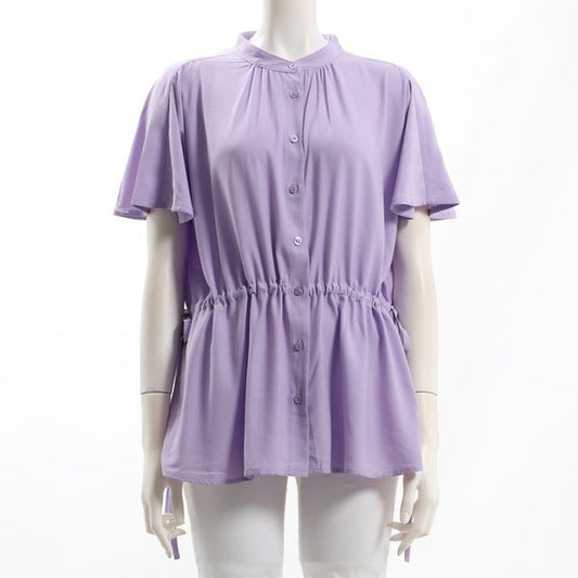 ウエストシャーリング前開きブラウス