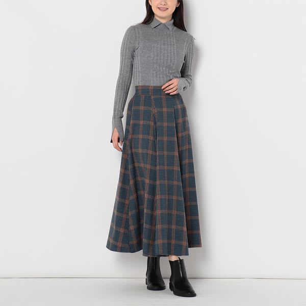 チェック柄フレアスカート