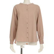 ストライプ柄バンドカラーシャツ