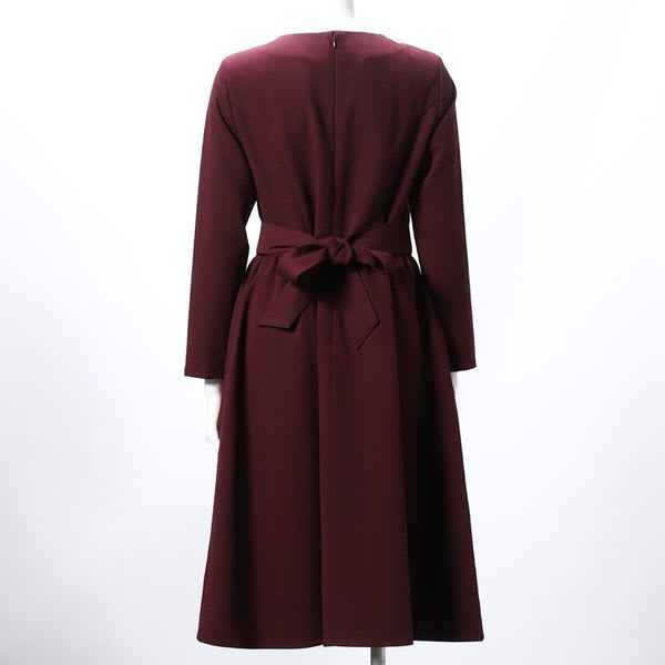 ウエストリボンラウンドネックワンピース