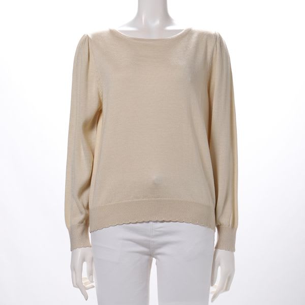 袖口スカラップデザインニット