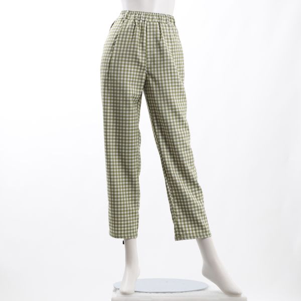 ギンガムチェック柄テーパードパンツ
