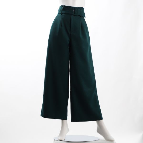 ウエストベルト付きワイドパンツ