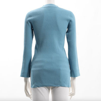 ランダムリブVネックニット