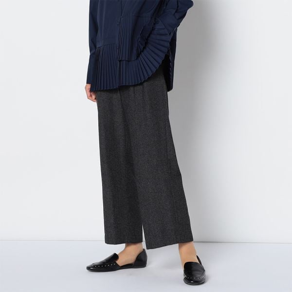 ヘリンボーン柄タック入りワイドパンツ