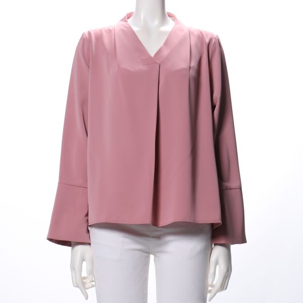 Vネックフロントタックブラウス