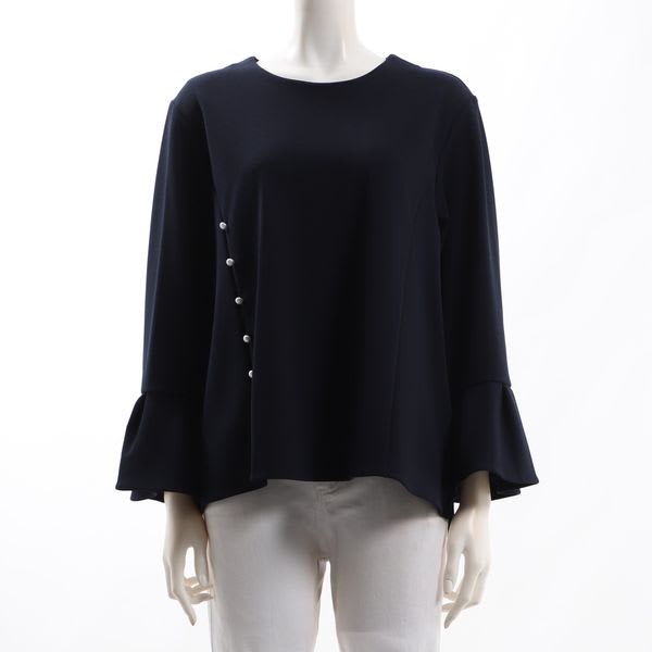 パールボタンアシンメトリーブラウス