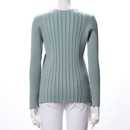 リブニットスリット長袖プルオーバー