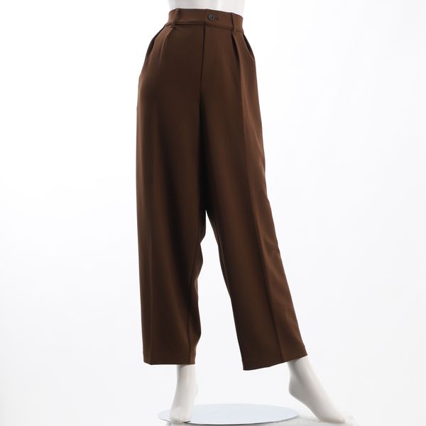 ウエストゴム入りタックテーパードパンツ