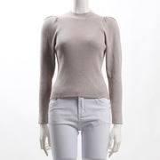 肩ギャザーパフスリーブリブニット