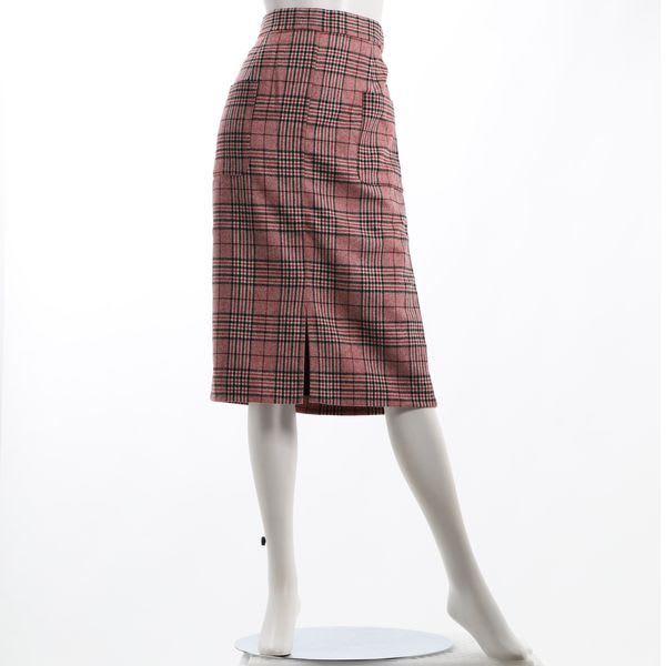 ポケットデザインチェック柄タイトスカート
