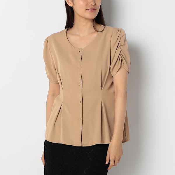 ふんわりお袖前開きブラウス