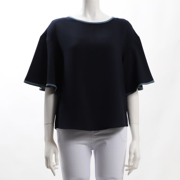 パイピングデザインフレアスリーブブラウス