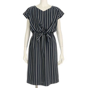 ボリツイルストライプウエストリボンデザインワンピース