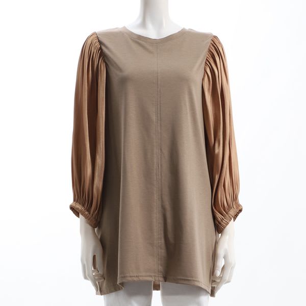 シャイニーサテンパフスリーブカットソー