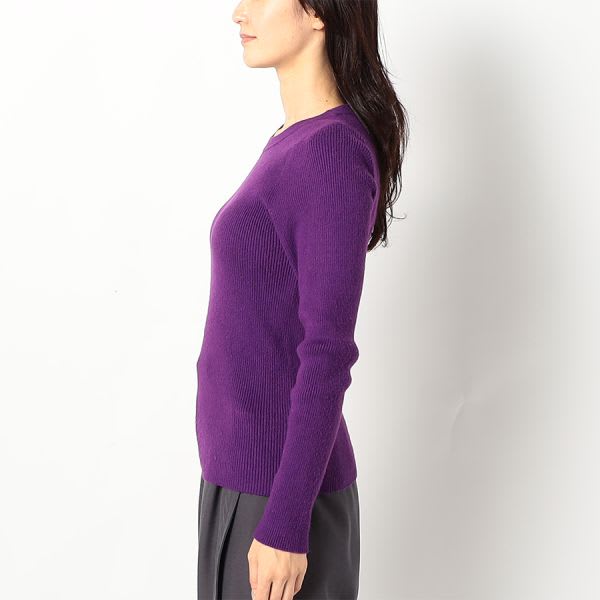シンプルクルーネックリブニット