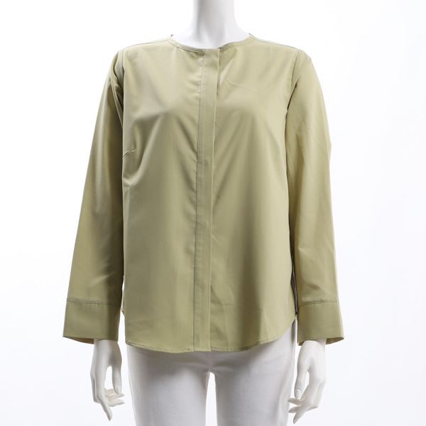 クルーネック前開きブラウス