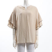 リネン混フレアスリーブブラウス