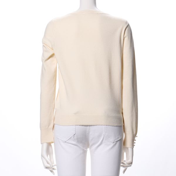 袖口装飾パールニット