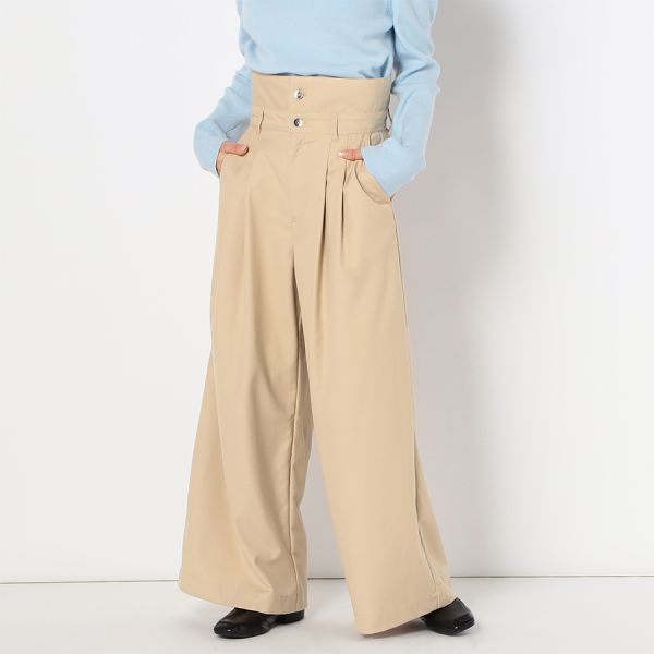 ダブルタックハイウエストワイドパンツ