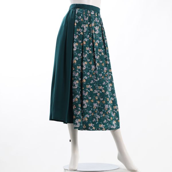 花柄切り替えフレアスカート