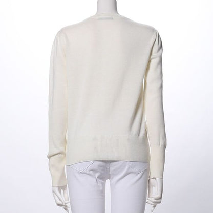 ゴールド釦ラウンドネックカーディガン