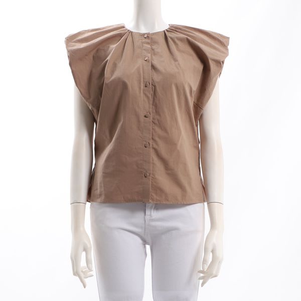 バルーンスリーブ前開きブラウス