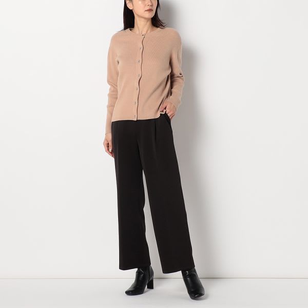 クルーネックリブカーディガン