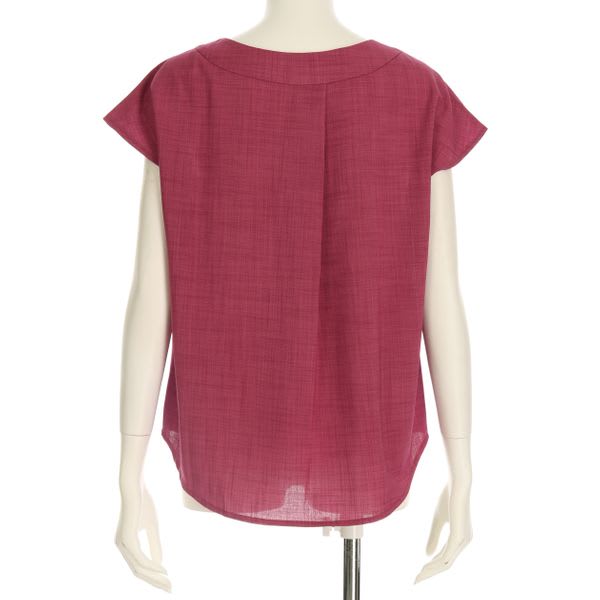 リネン調フロントボタンブラウス