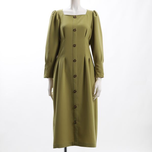 パフスリーブウエストタックワンピース