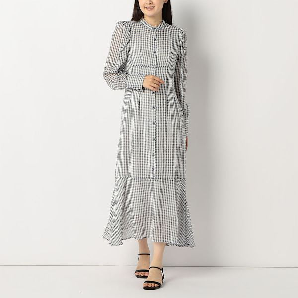 シアーチェック柄シャツワンピース