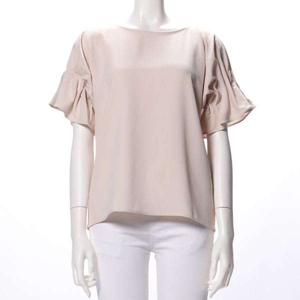 お袖デザインバックボタンブラウス