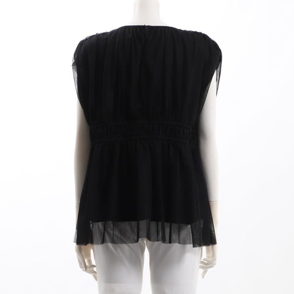 シアー素材ギャザーデザインブラウス