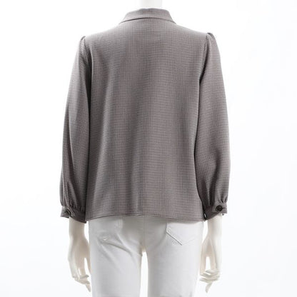 ボタンデザインスタンドカラーブラウス