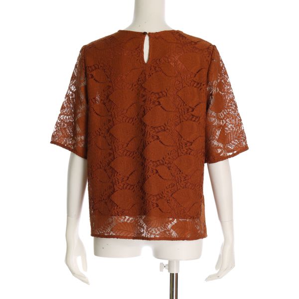 ボタニカルレース透け感ブラウス