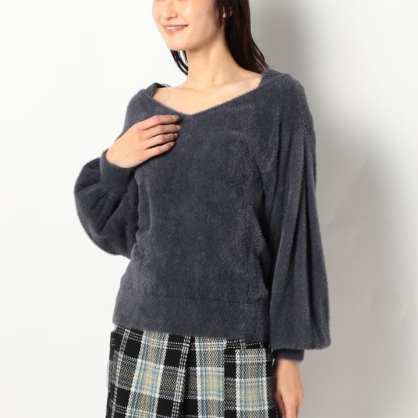 レースドッキングデザインニット