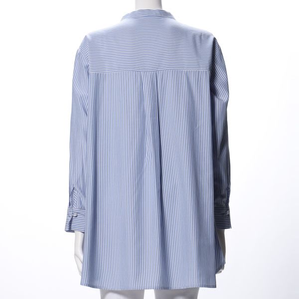 ストライプ柄フロントボタンブラウス