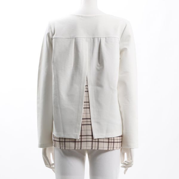 チェック柄アクセントレイヤード風カットソー