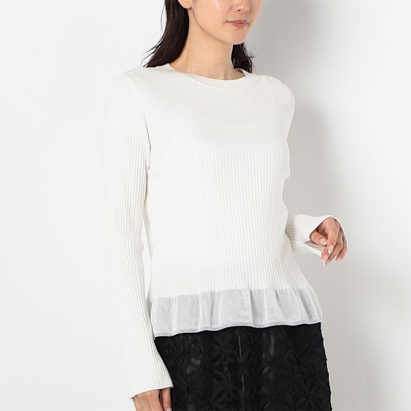 裾切り替えデザインリブニット