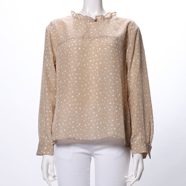 フリルネックブラウス