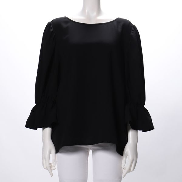 バックリボン結びデザインキャンディスリーブブラウス