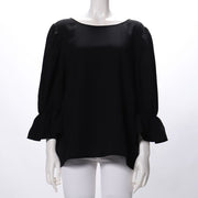 バックリボン結びデザインキャンディスリーブブラウス