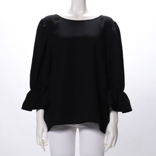 バックリボン結びデザインキャンディスリーブブラウス