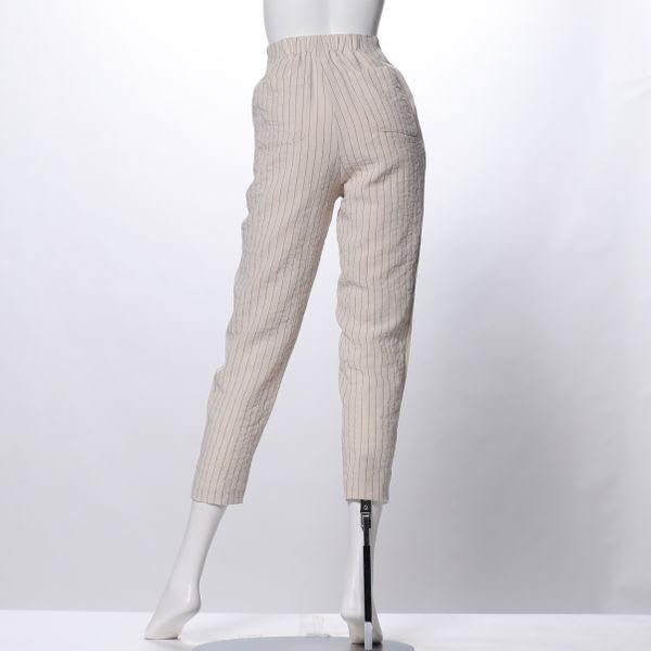 フロントボタンストライプテーパードパンツ