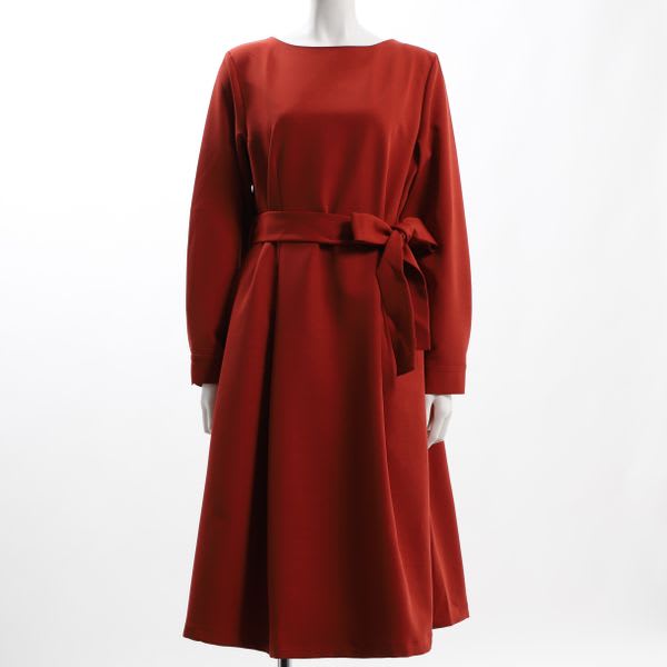 ボートネックウエストリボンワンピース