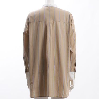 ストライプ柄バンドカラーシャツ